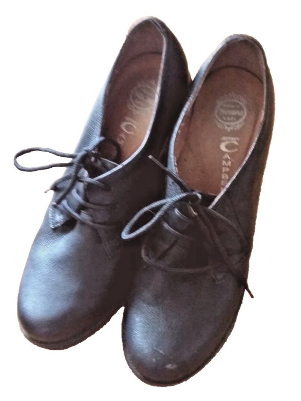 Jeffrey Campbell EARNEST black wedge heel lace up leather shoes booties 8.5